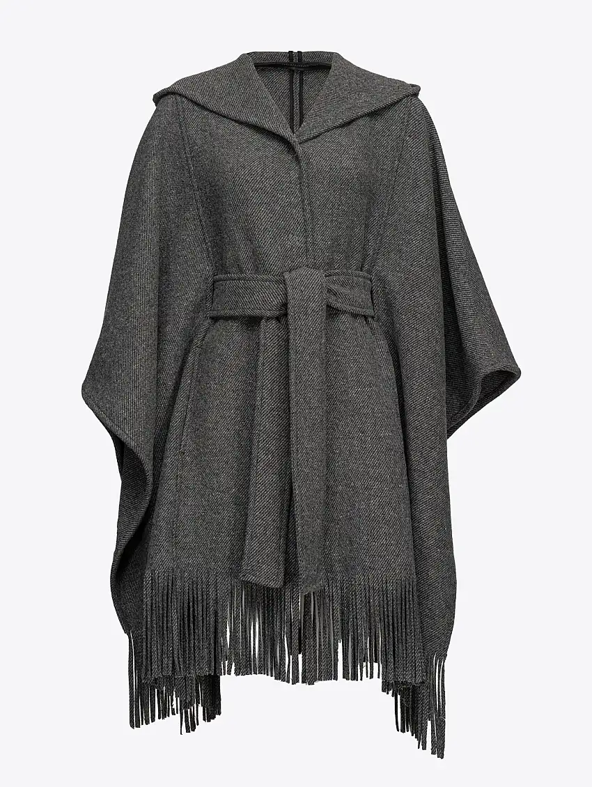 Mantella con Frange Grigio
