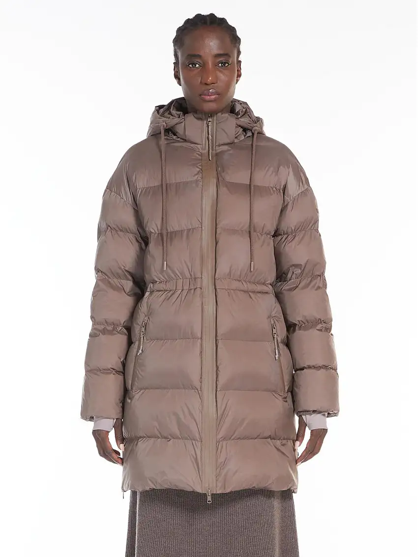 Piumino in Tela di Nylon con Imbottitura in Luxepad Nocciola