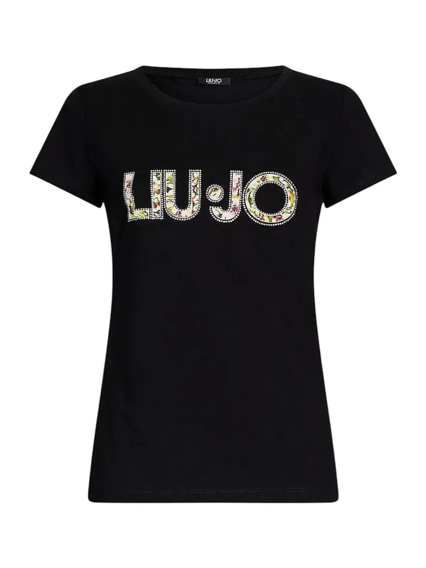 LIU JO BEACHWEAR Women's T-shirt VA5154JS003 W9449 BLACK/FLOWERS