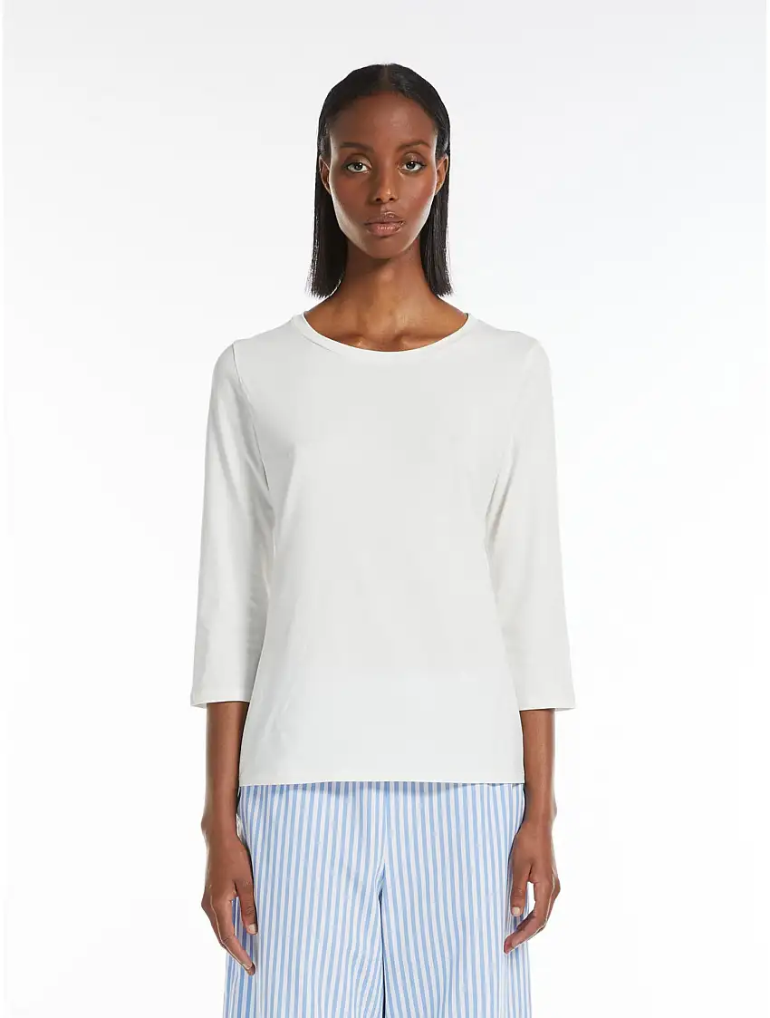 T-shirt Girocollo con Manica Tre Quarti Moritz Bianco