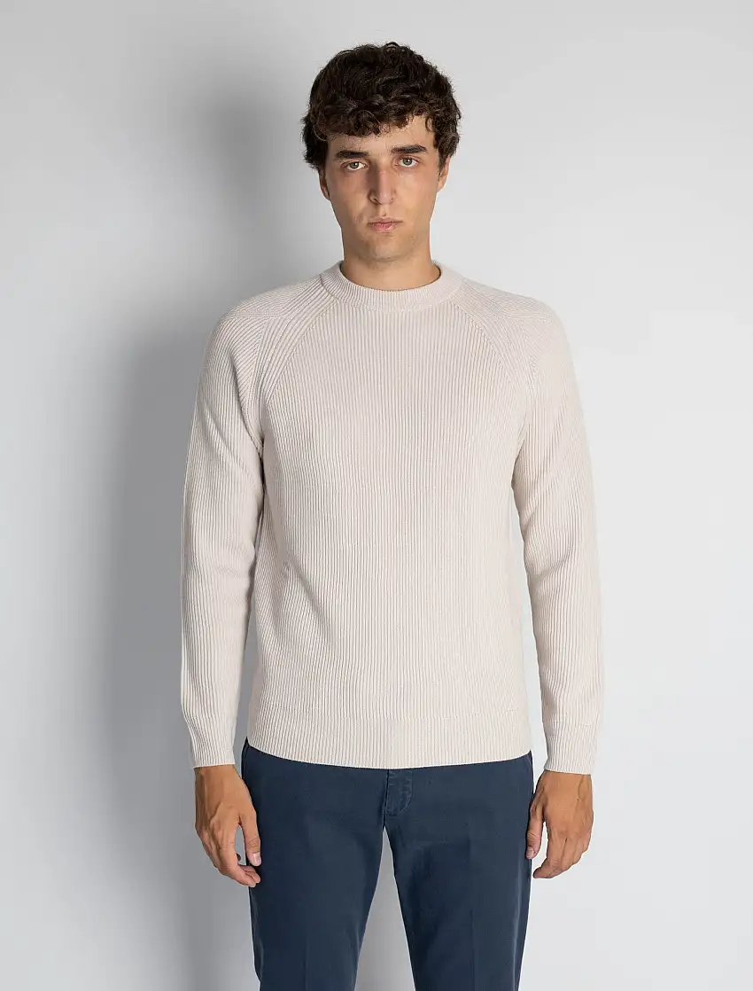 Maglia Girocollo a Costa Inglese Burro