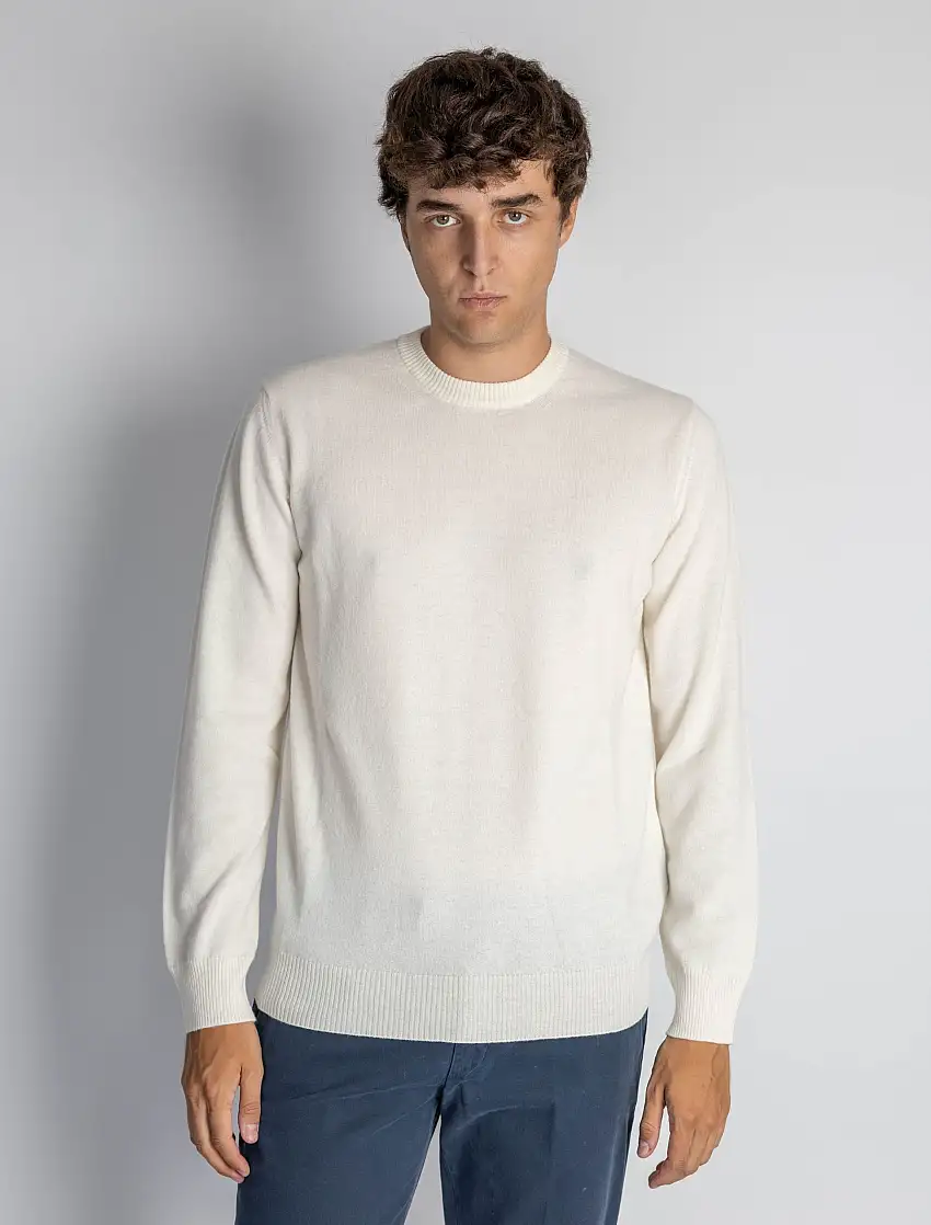 Maglia Girocollo in Lana Latte