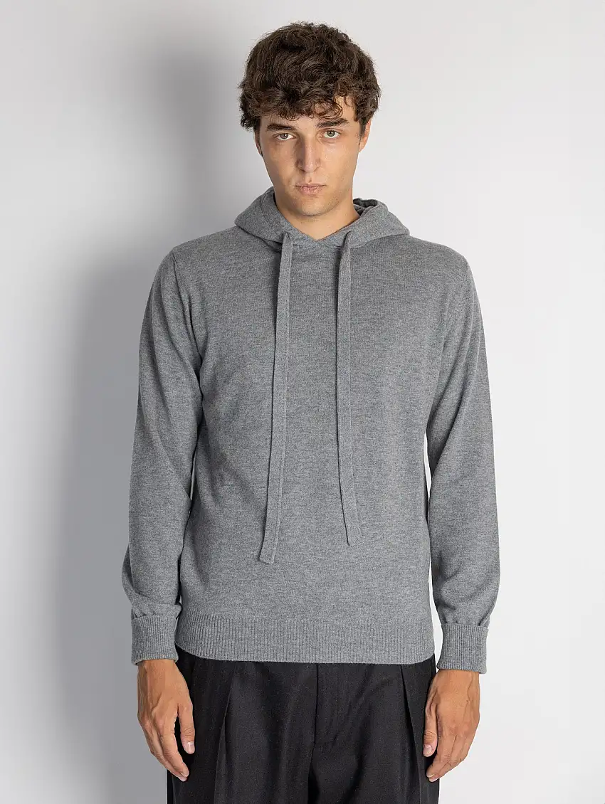 Maglia con Cappuccio in Lana Grigio