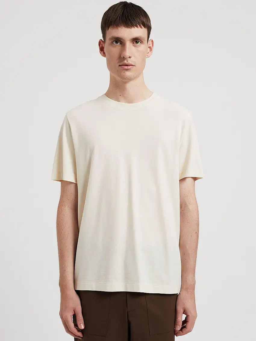 T-shirt in Cotone Crêpe Ecrù