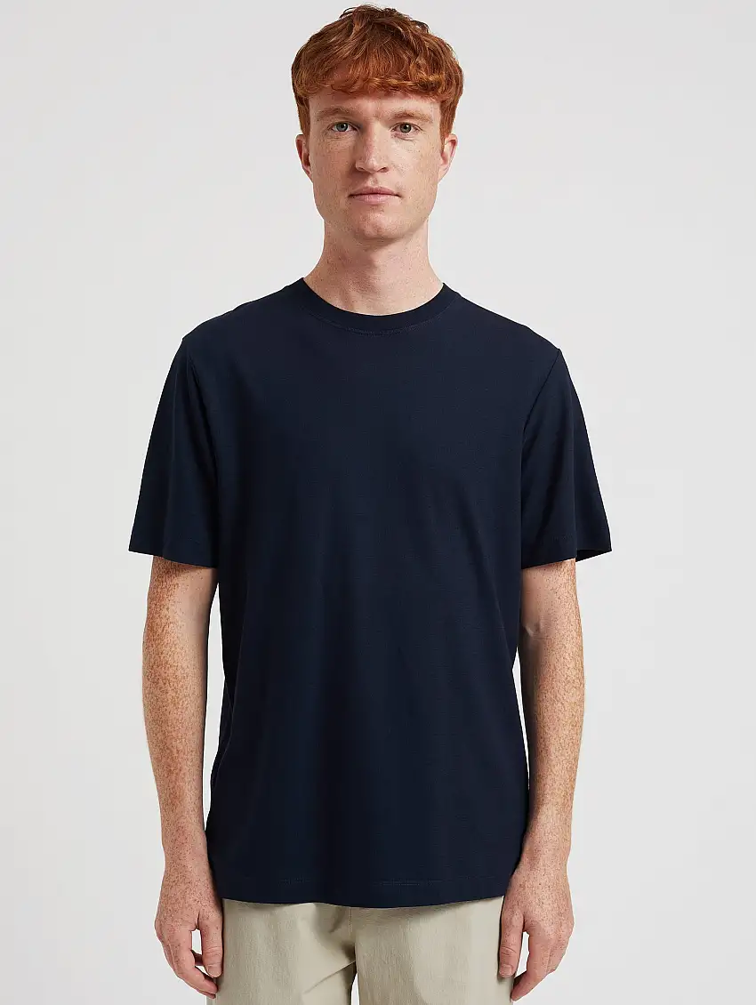 T-shirt in Cotone Crêpe Blu Notte