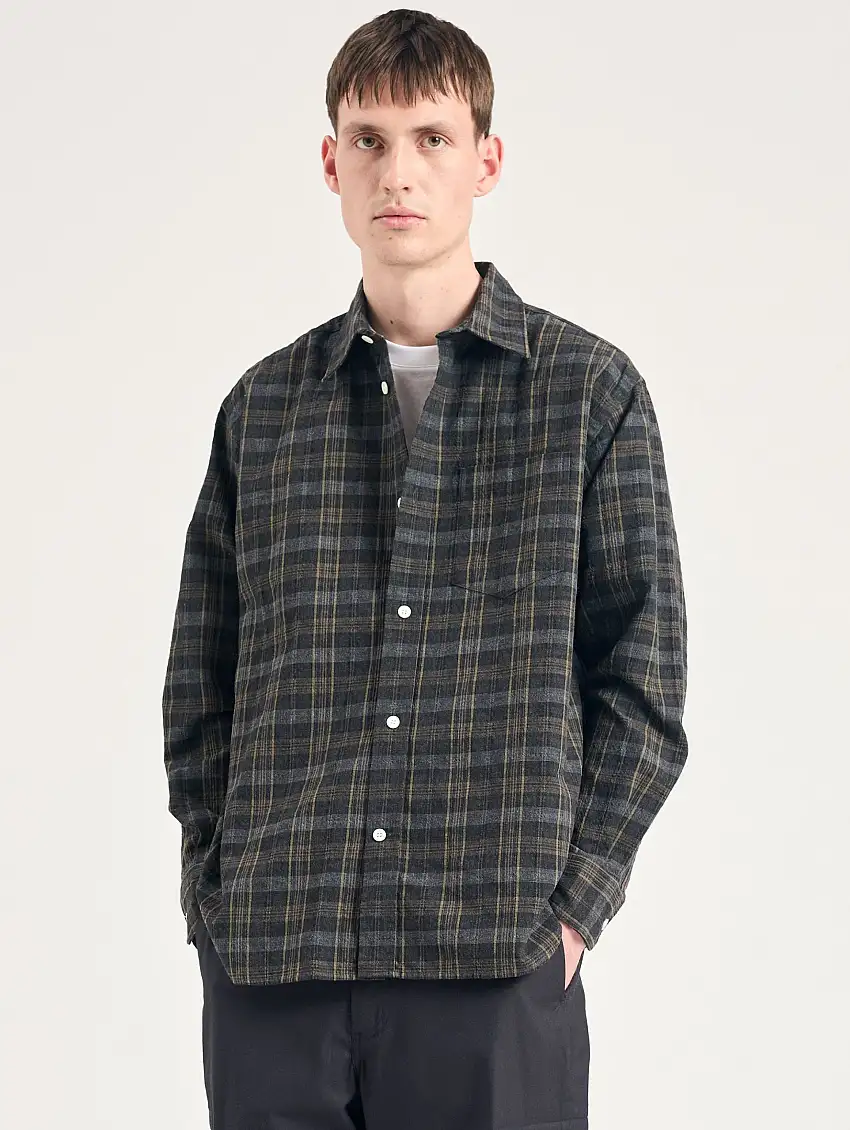 Camicia a Quadri in Flanella Carbone