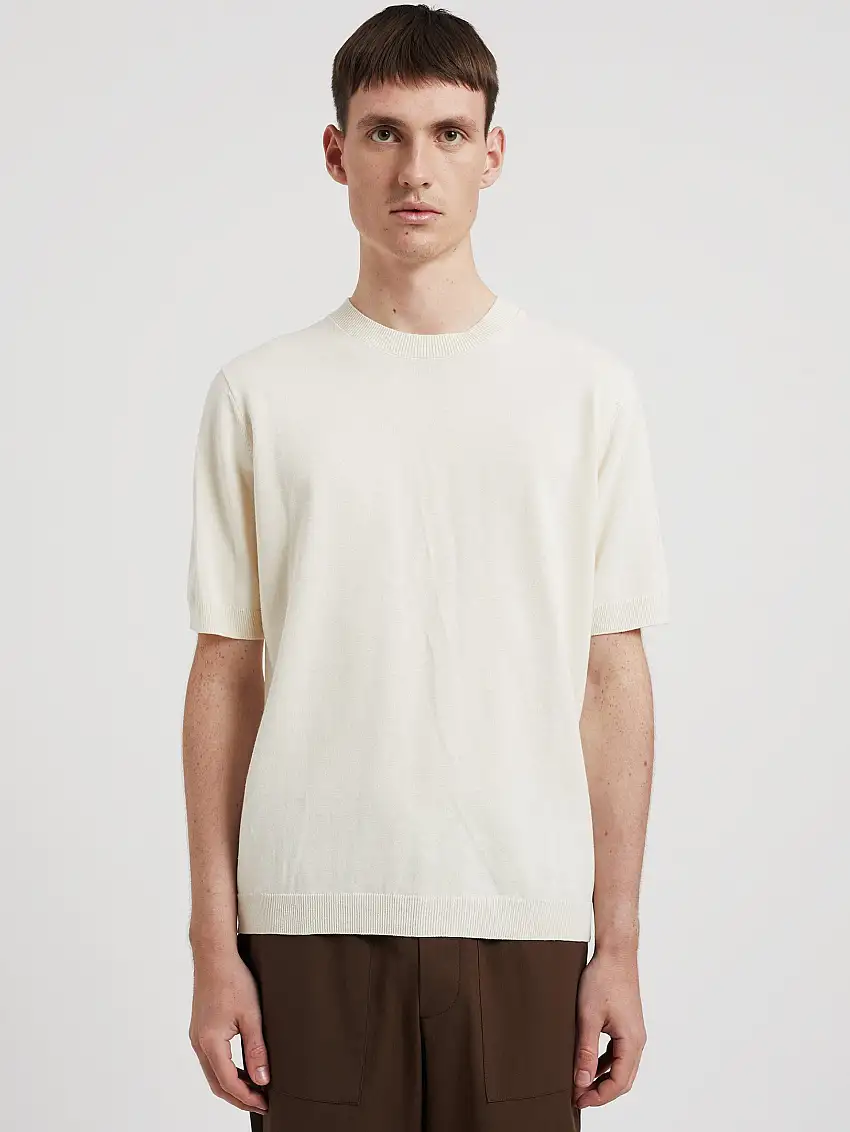 Maglia Girocollo in Lino e Cotone Bianco