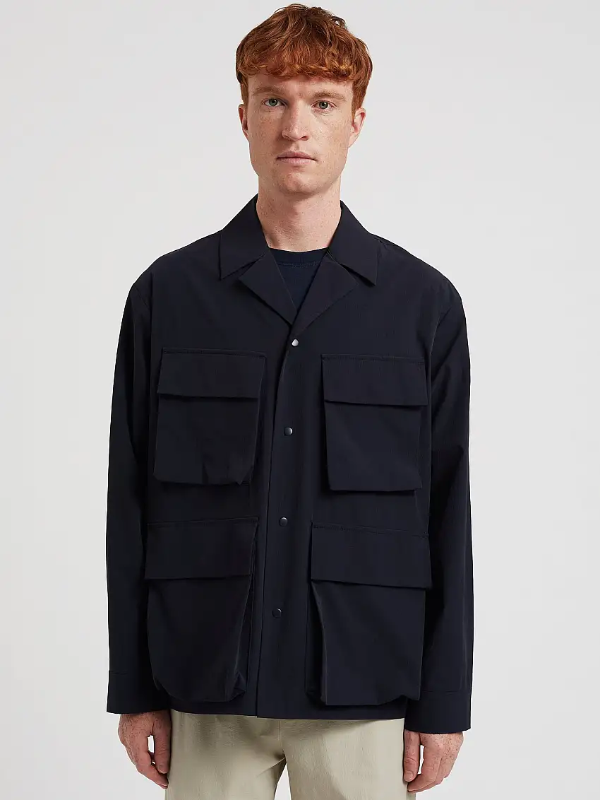 Overshirt con Tasche a Soffietto Blu