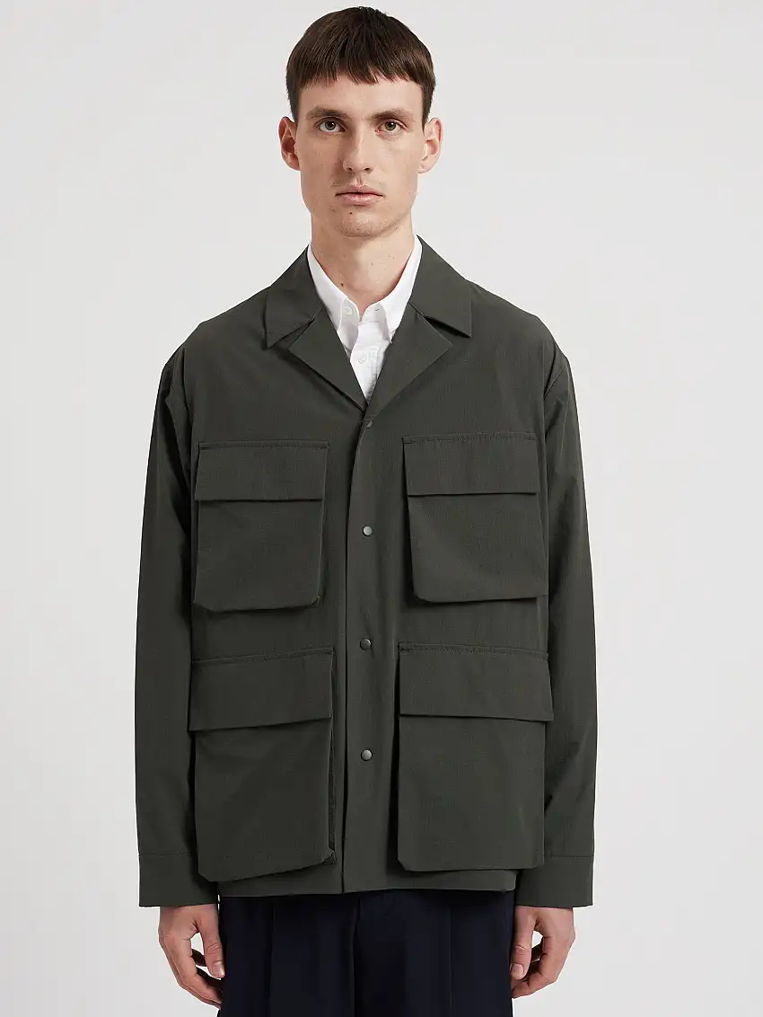 Overshirt con Tasche a Soffietto Verde