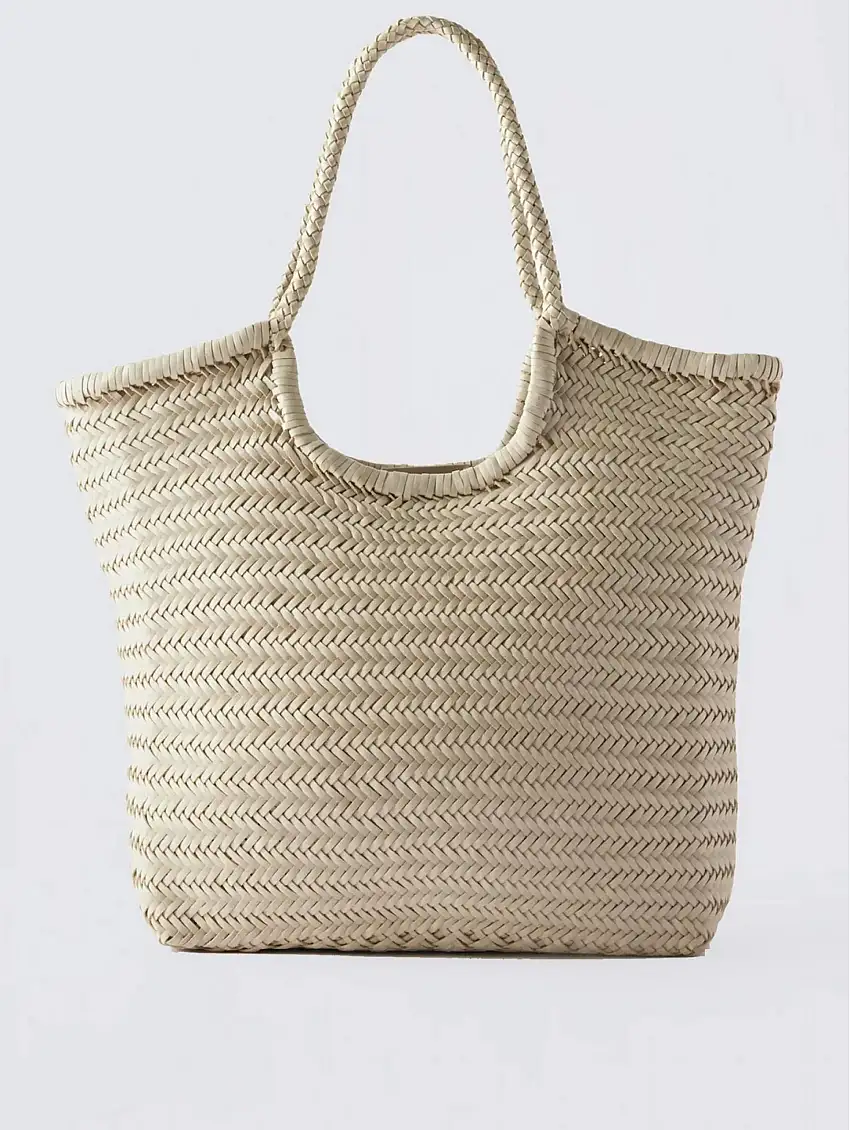 Borsa a Spalla in Pelle Diagonal Arched Tote Perla