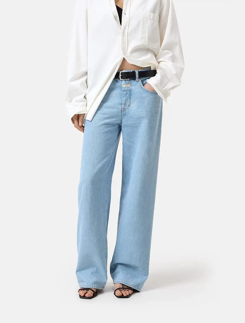 Jeans Wide Fit con Vita Media Blu