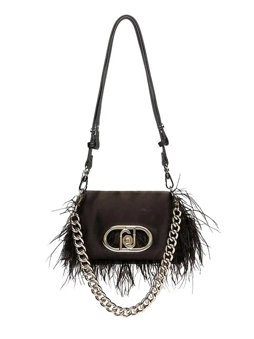 Liu Jo Women's Shoulder Bags - Small LaPuffy Bag with Feathers - Black