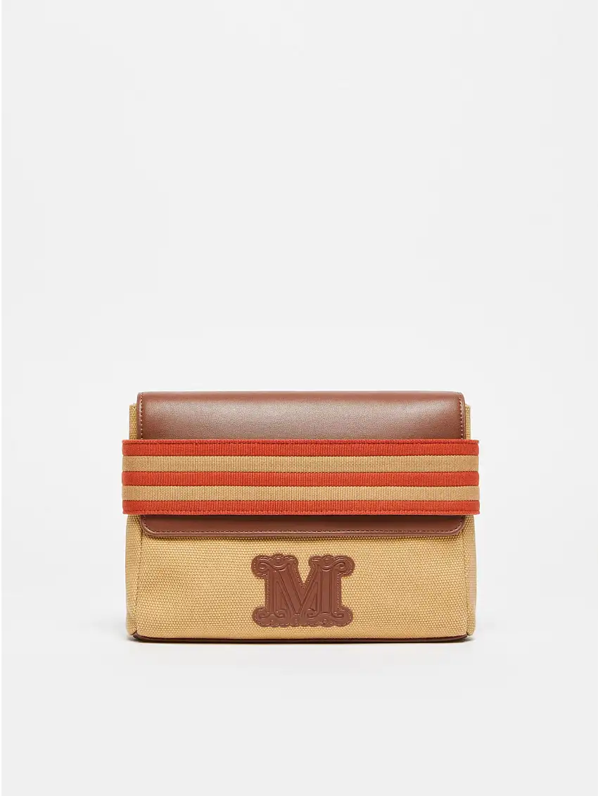 Pochette Piatta in Canvas Opice Cammello/Cioccolato