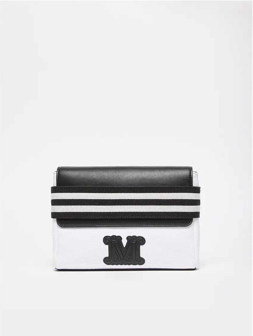 Pochette Piatta in Canvas Opice Bianco/Nero