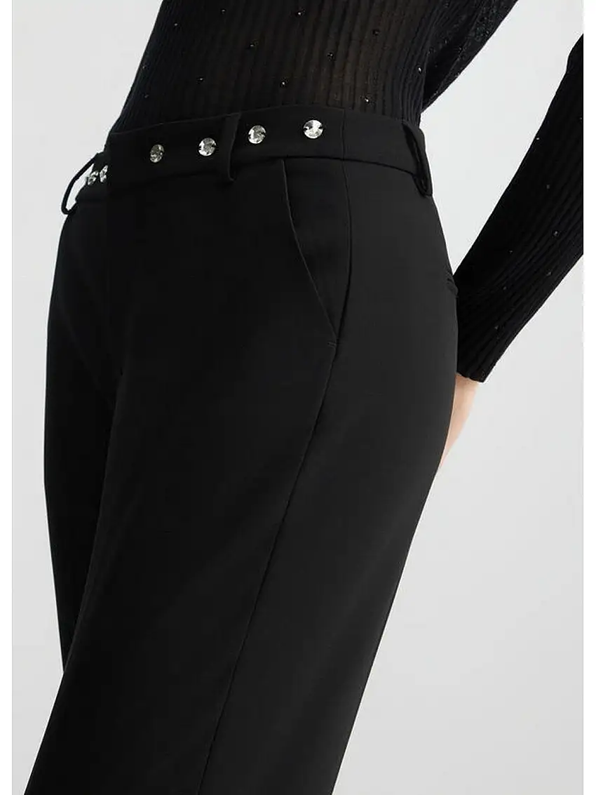 Liu Jo Women's Trousers - Rhinestone Trousers - Black