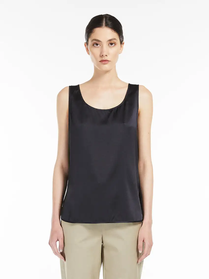 Top in Seta Elasticizzata Pan Blu