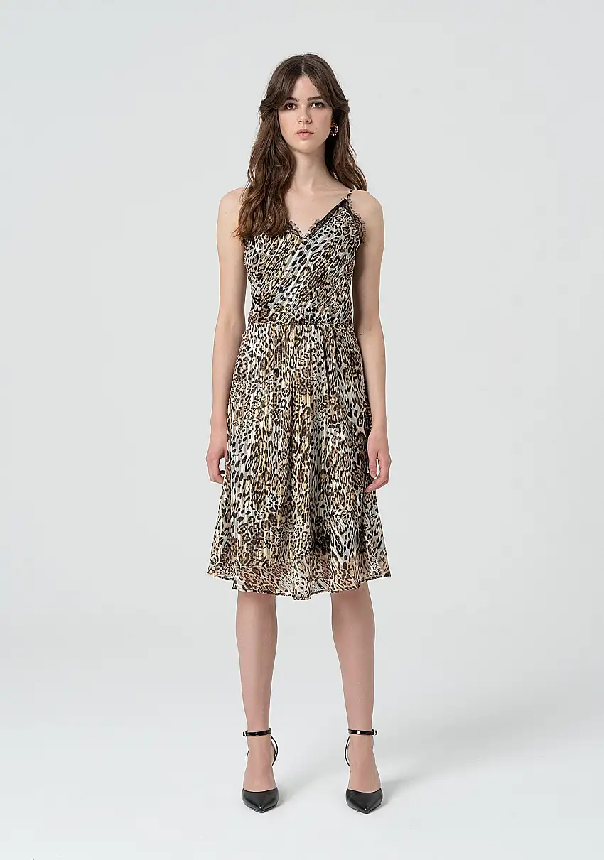 PRINTED TANK DRESS SANDBLACK