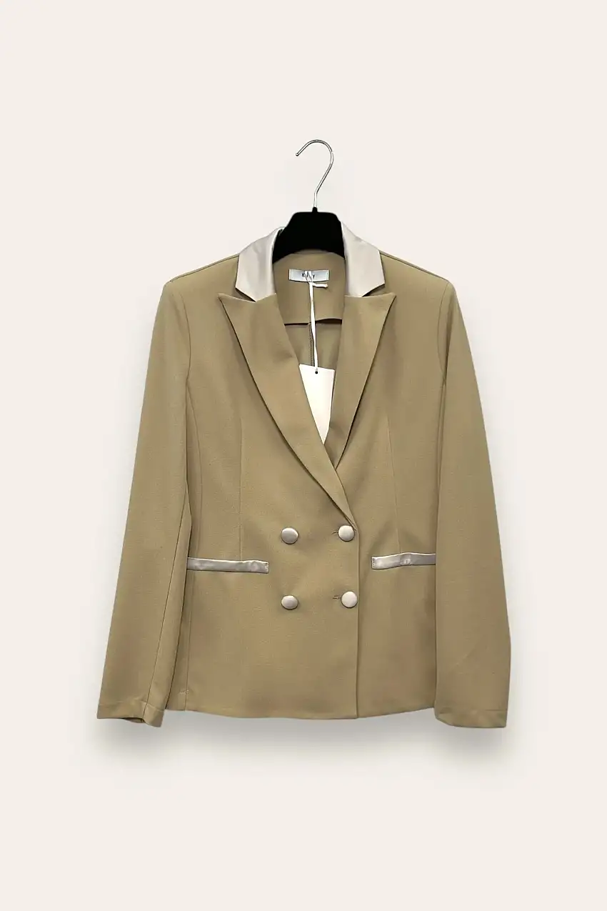 Giacca doppio petto con inserti in raso