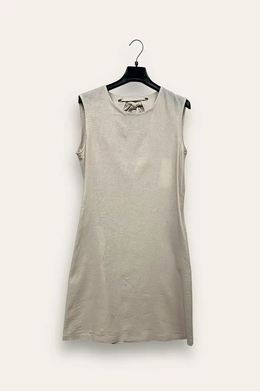 Abito tubino misto lino con fiocco dietro