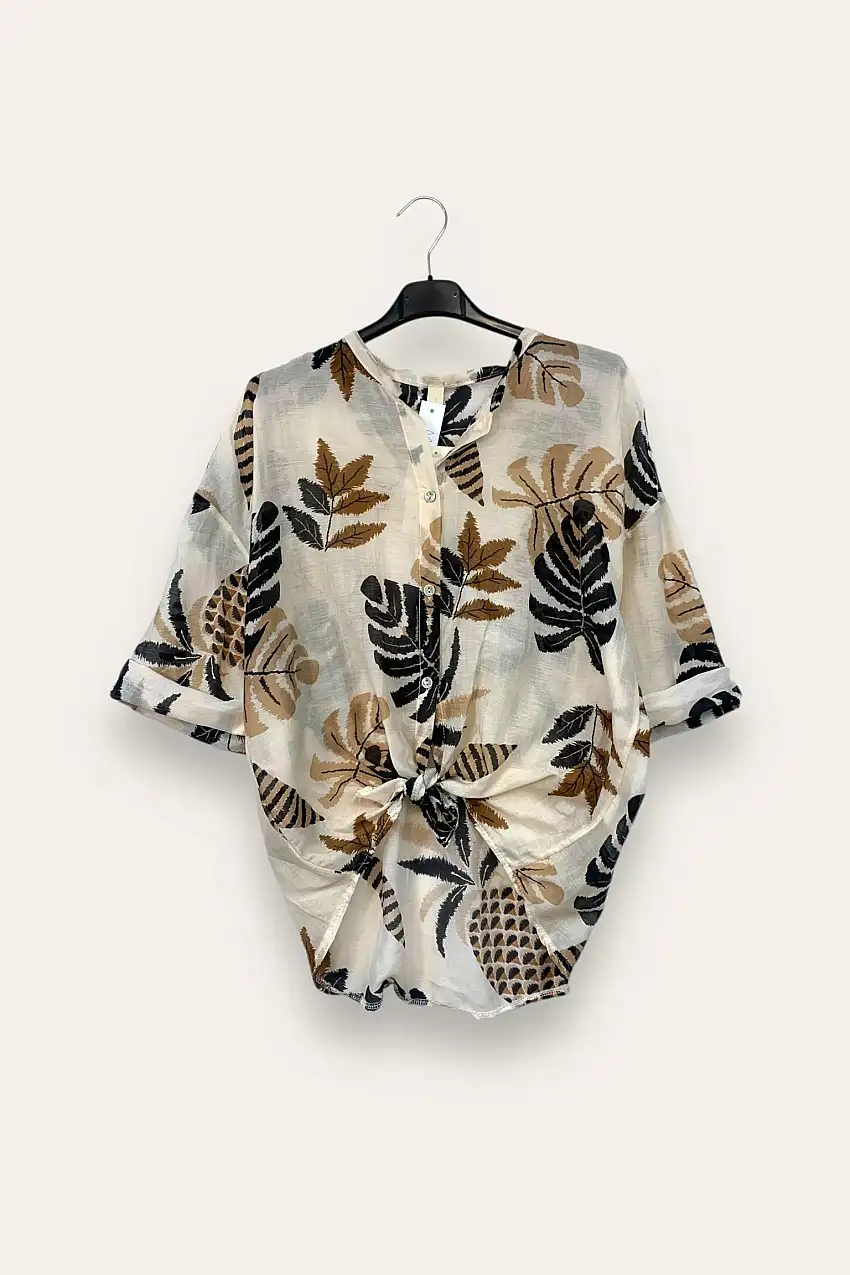 Camicia seta e cotone in fantasia