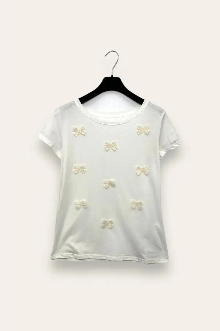 T-shirt con fiocchi di frange nappine