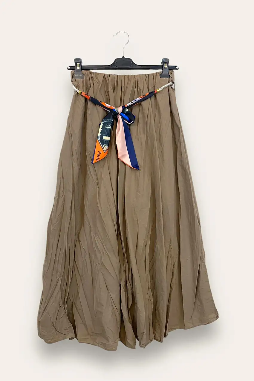 Gonna effetto stropicciato in mussola di cotone