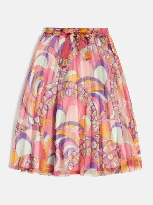 PLEATED CHIFFON MIDI SKIRT