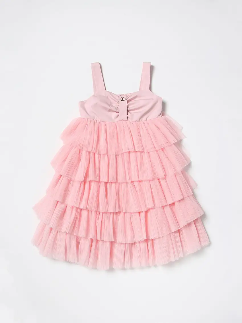 ABITO CORTO A BALZE IN TULLE CON CORPINO IN TAF