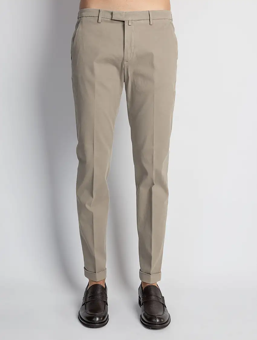 Pantaloni Slim Fit in Armatura di Cotone Yuta