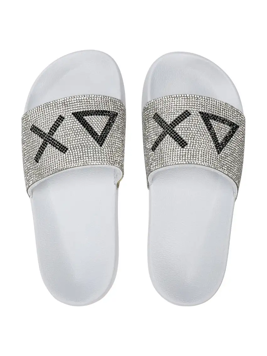 SUN68 Women's Slipper SLIPPERS LOGO STRASS X35205 01 White