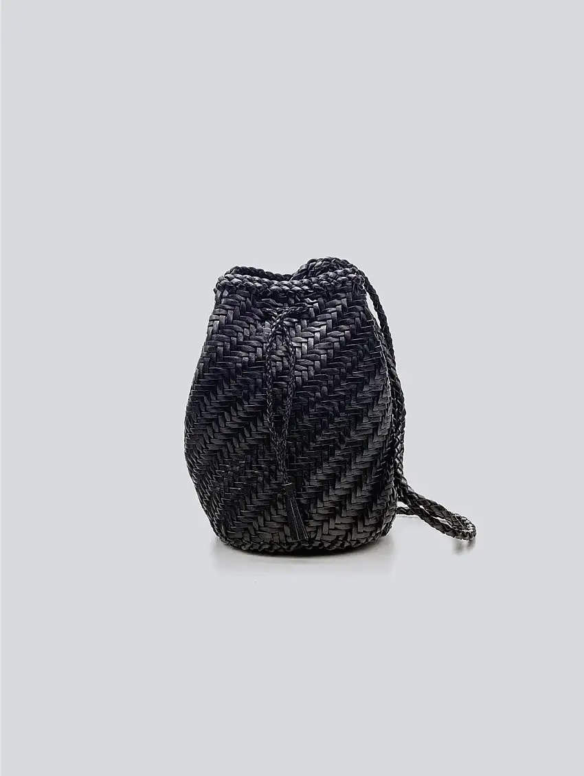 Borsa a Secchiello Piccola PomPom Double Jump Nero