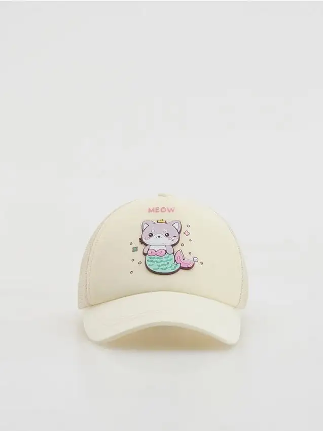 Cappello con visiera e applicazione Colore nude