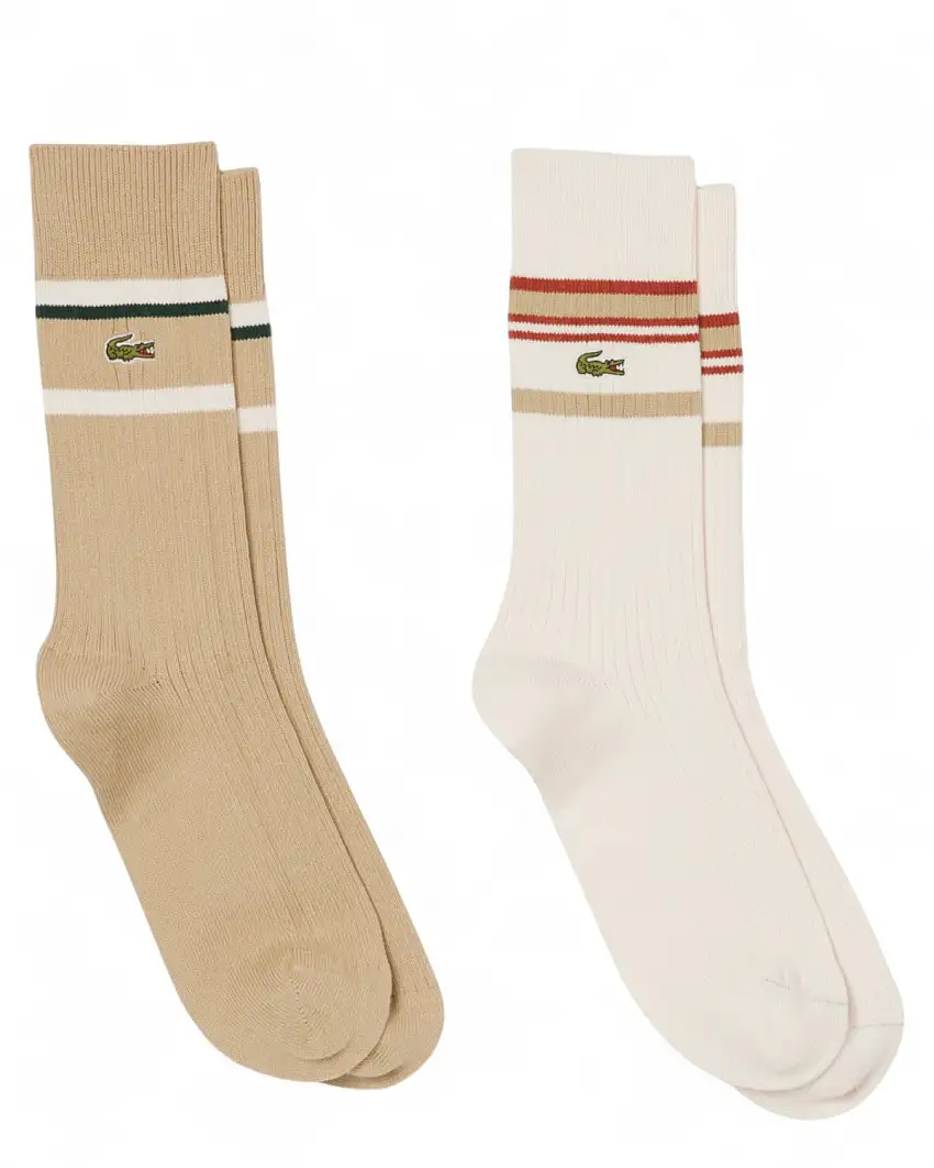 Confezione 2 paia di calzini a righe in cotone organico - LACOSTE