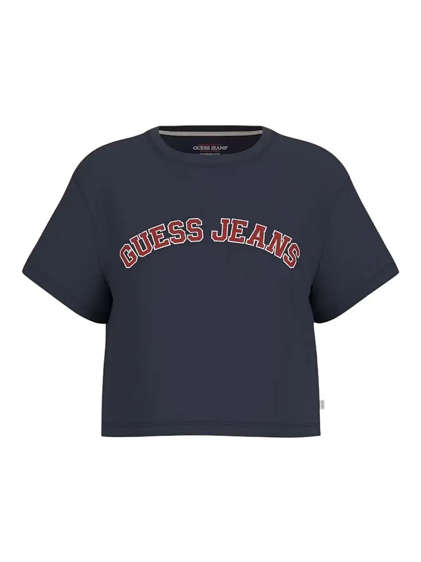 GUESS Women's T-shirt GJ SS CN BOXY COLLEGIATE TEE W5RI41 K8HM0 A71W Blue