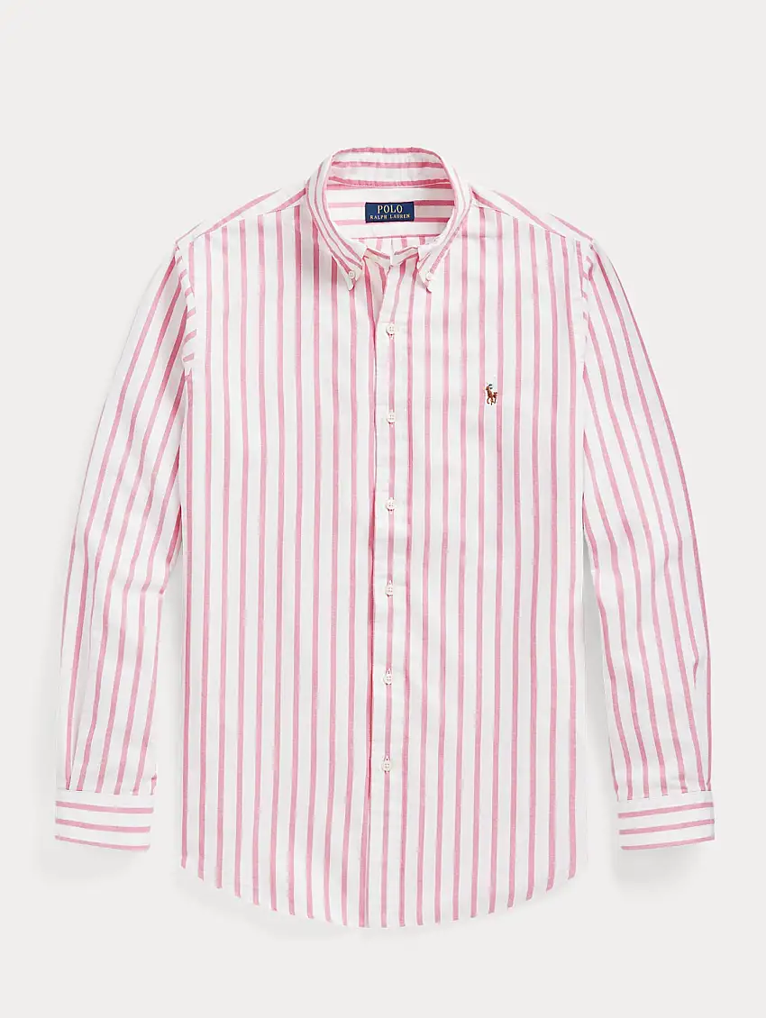 Camicia a Righe Custom Fit Rosa/Bianco