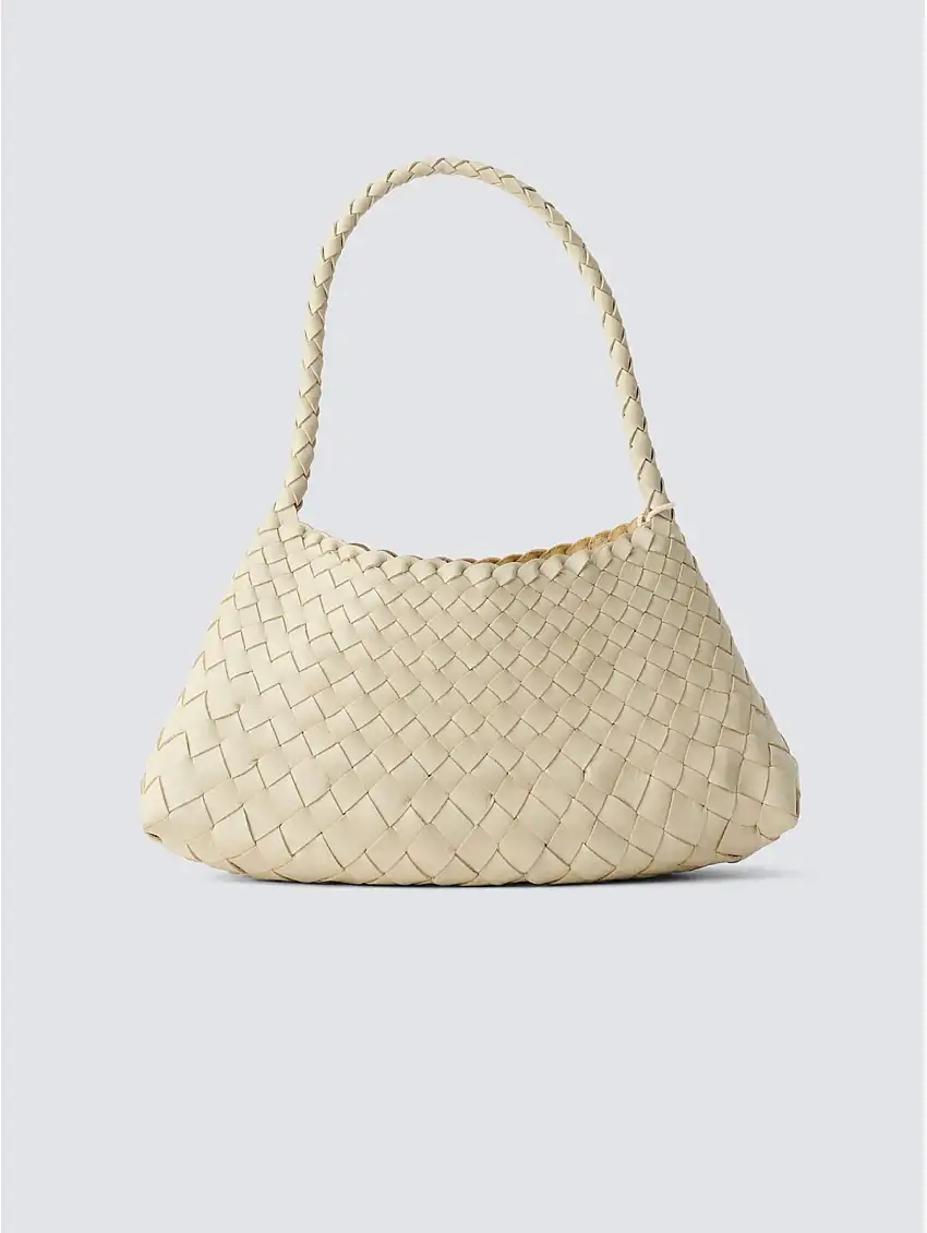 Borsa Baguette in Pelle Intrecciata Rosanna Mini Perla