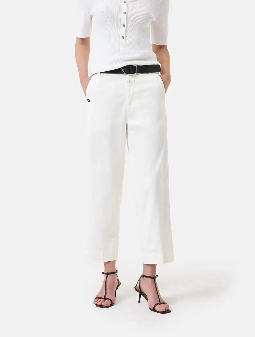 Pantaloni Cropped Tinti in Capo Avorio