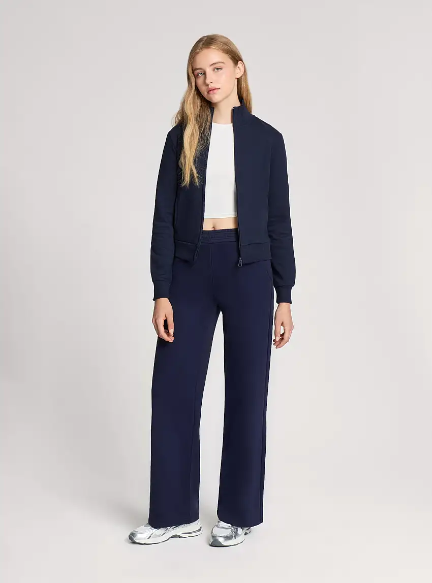 Pantaloni tuta wide leg tinta unita Blu scuro