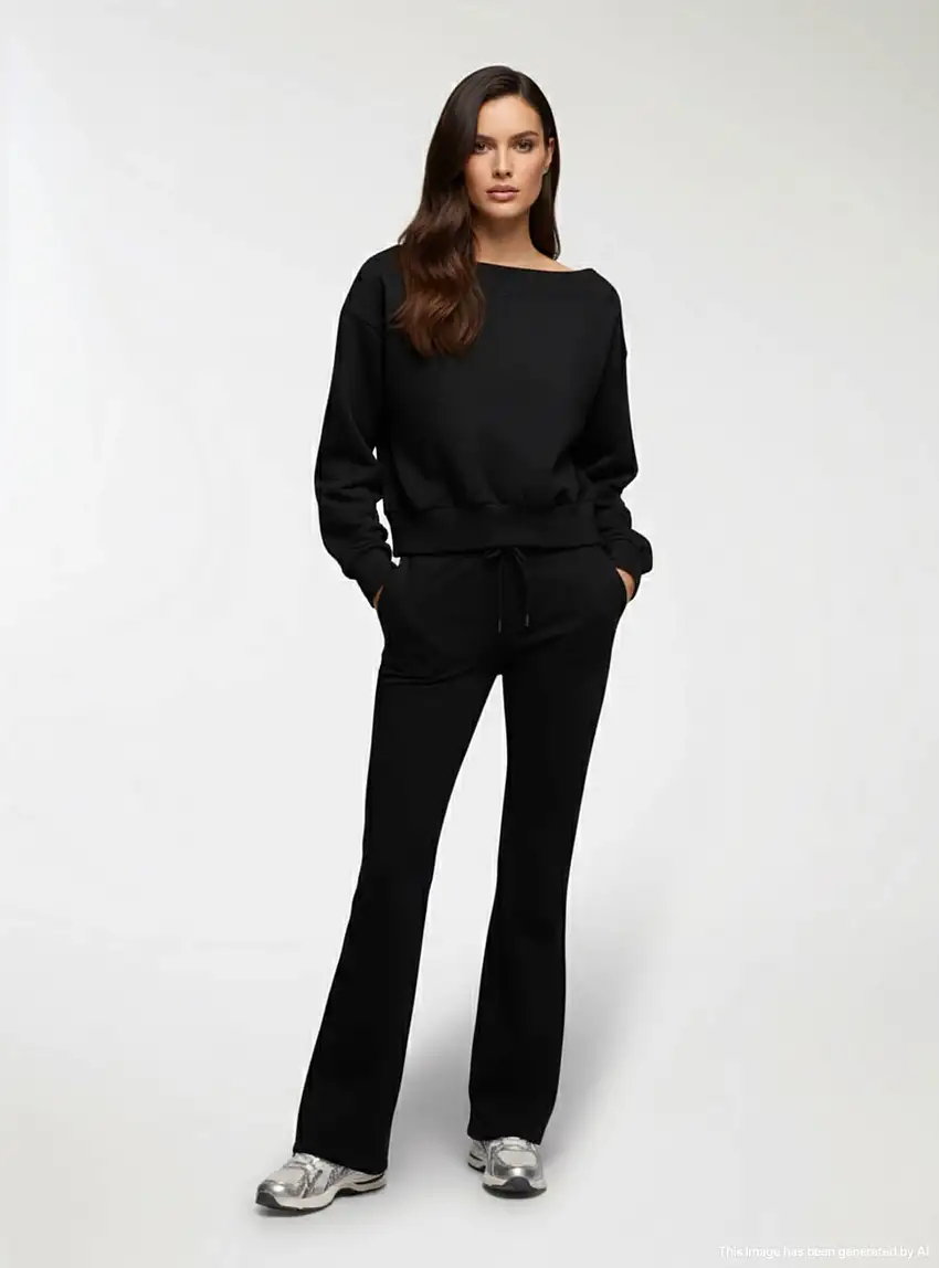 Pantaloni tuta a zampa Nero