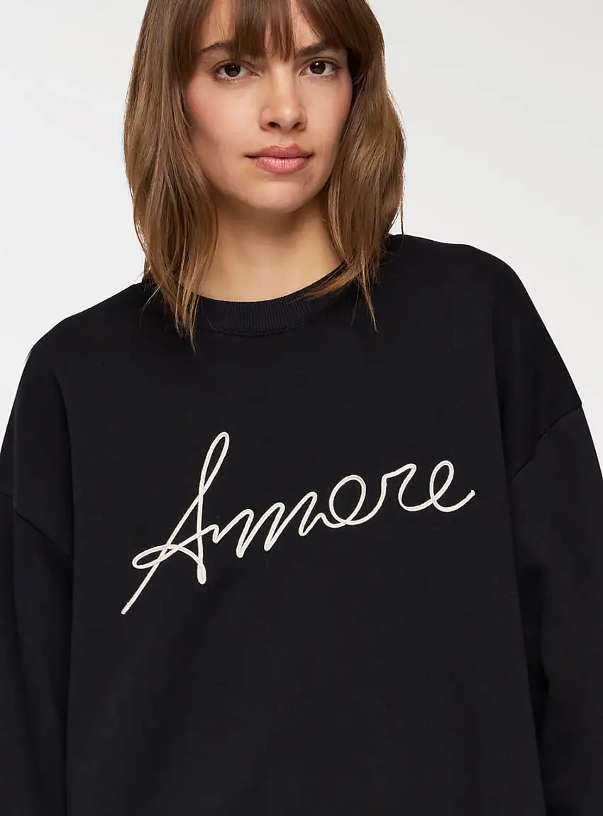 Felpa con scritta Amore girocollo Nero