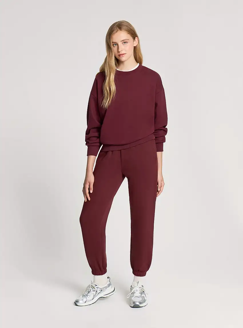 Felpa basic girocollo e senza zip Bordeaux