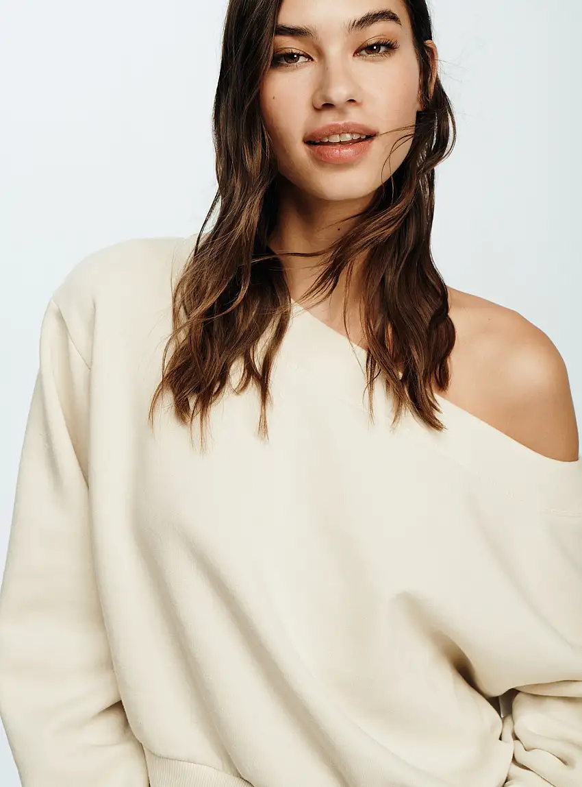 Felpa con spalle scoperte a tinta unita Avorio