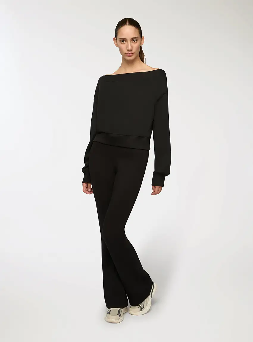 Felpa con spalle scoperte a tinta unita Nero