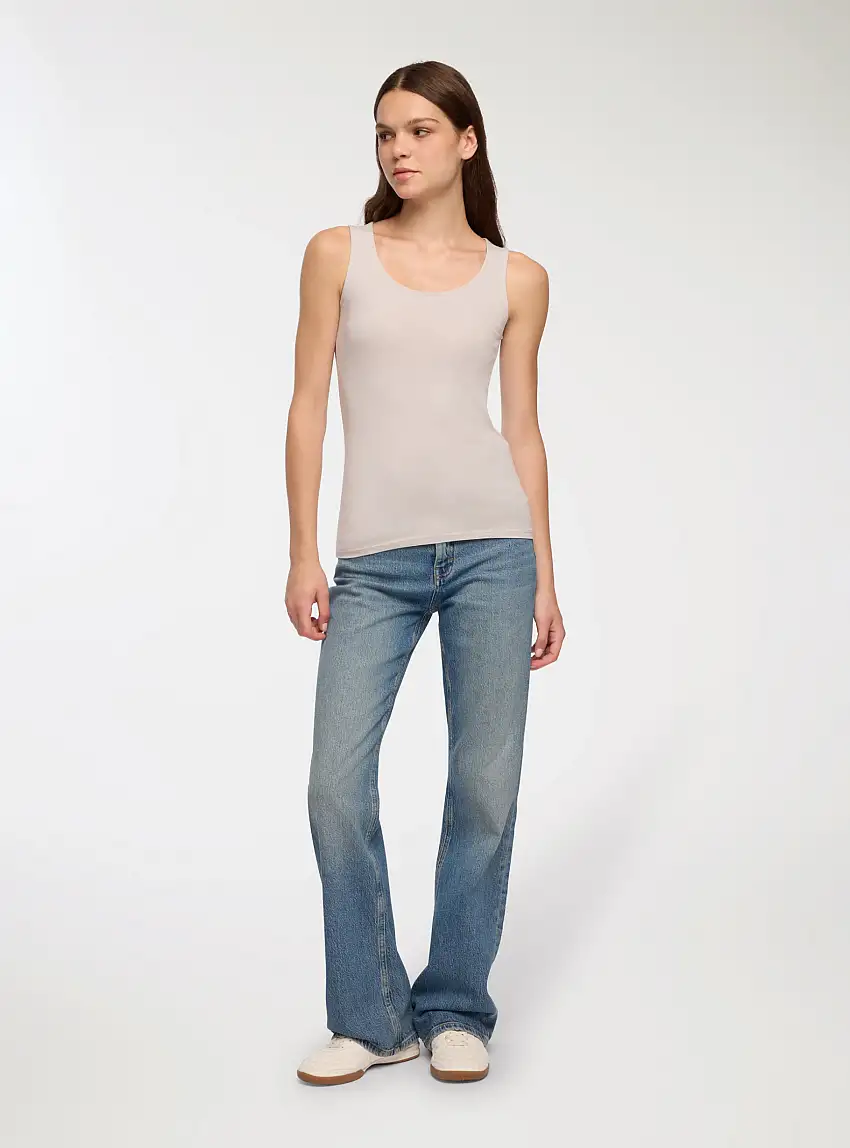 Canotta tinta unita elasticizzata Ghiaccio