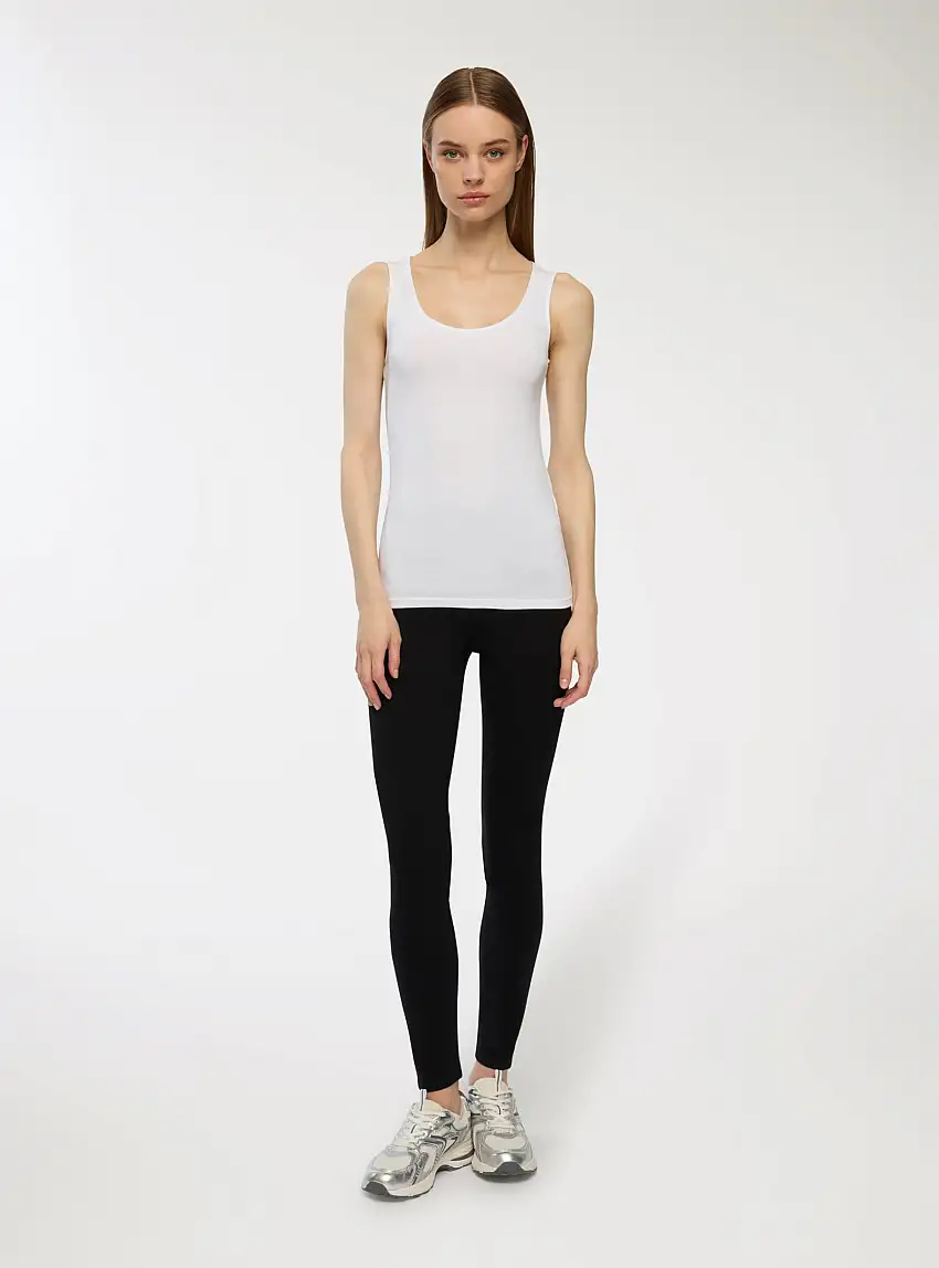 Canotta tinta unita elasticizzata Bianco ottico