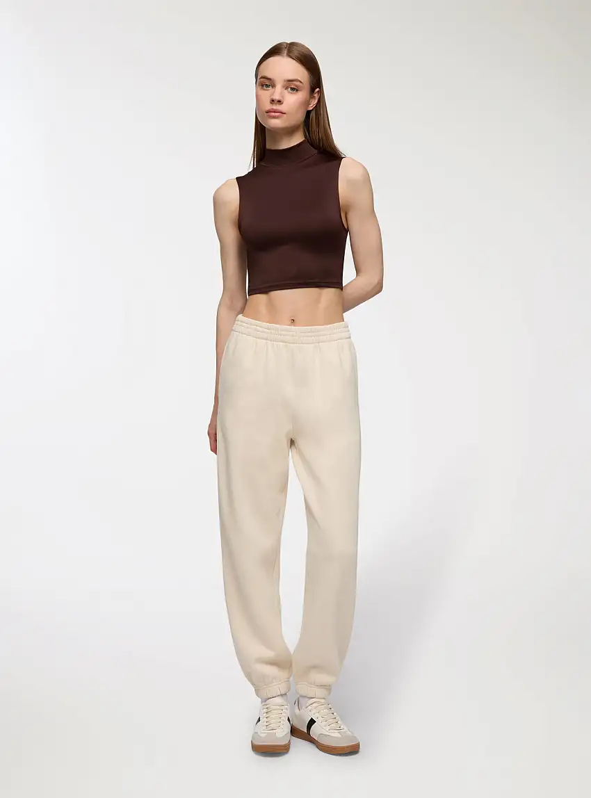 Top crop lupetto elasticizzato Marrone scuro