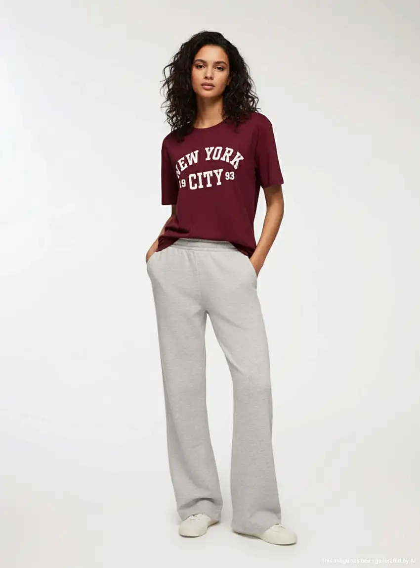 T-shirt ampia stampa college Bordeaux