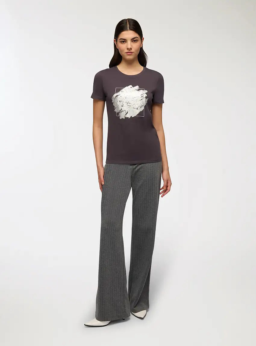 T-shirt con stampa laminata Antracite