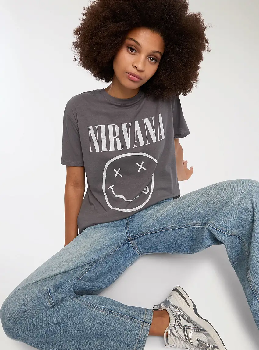 T-shirt ampia stampa Nirvana® Grigio scuro