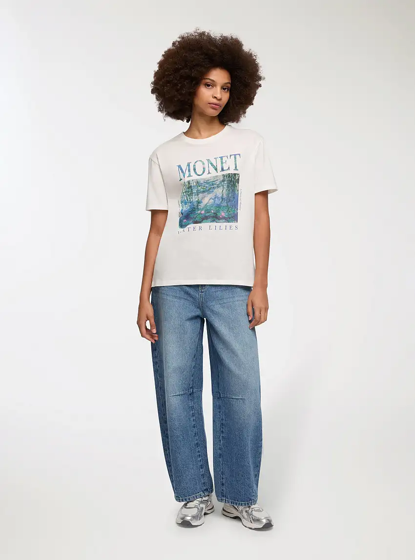 T-shirt ampia con stampa Monet apoh Bianco lana